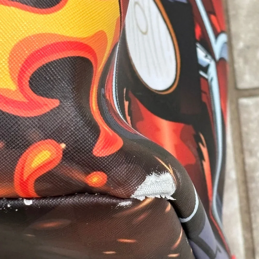 Sprayground Limited Edition Money Bear Motorcycle Flame Backpack Checkered Red